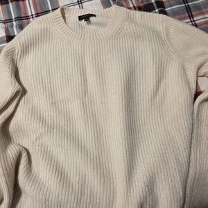 Banana Republic Women's Cream Ribbed Crewneck Sweater